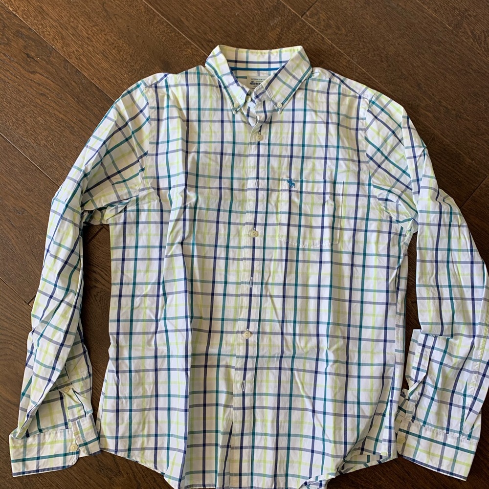 Abercrombie button down green blue XXL